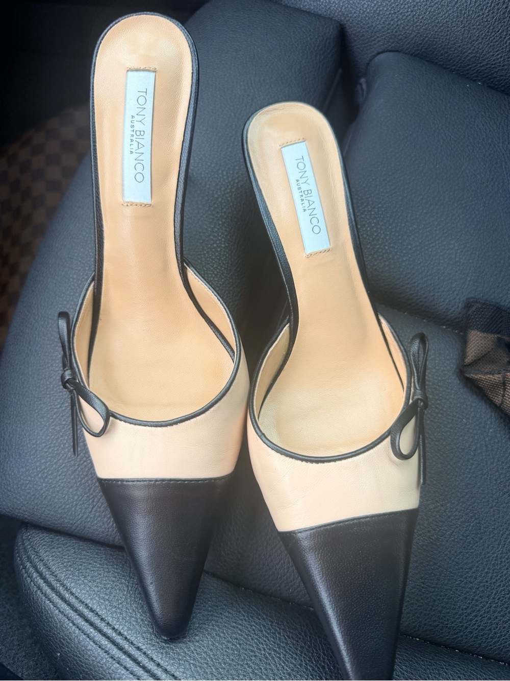 Tony Bianco Shirley Mule in Beige and Black - Size 7 - Picture 5 of 9